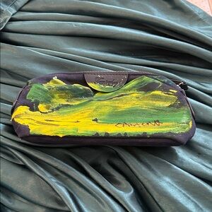 Temperley London Handpainted Artistic Clutch with Green and Yellow Accents
